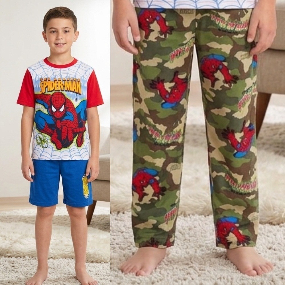 Marvel Spider Man Kids 3 Piece Set Size M 8/10 Short Sleeve Shorts Pants NWT